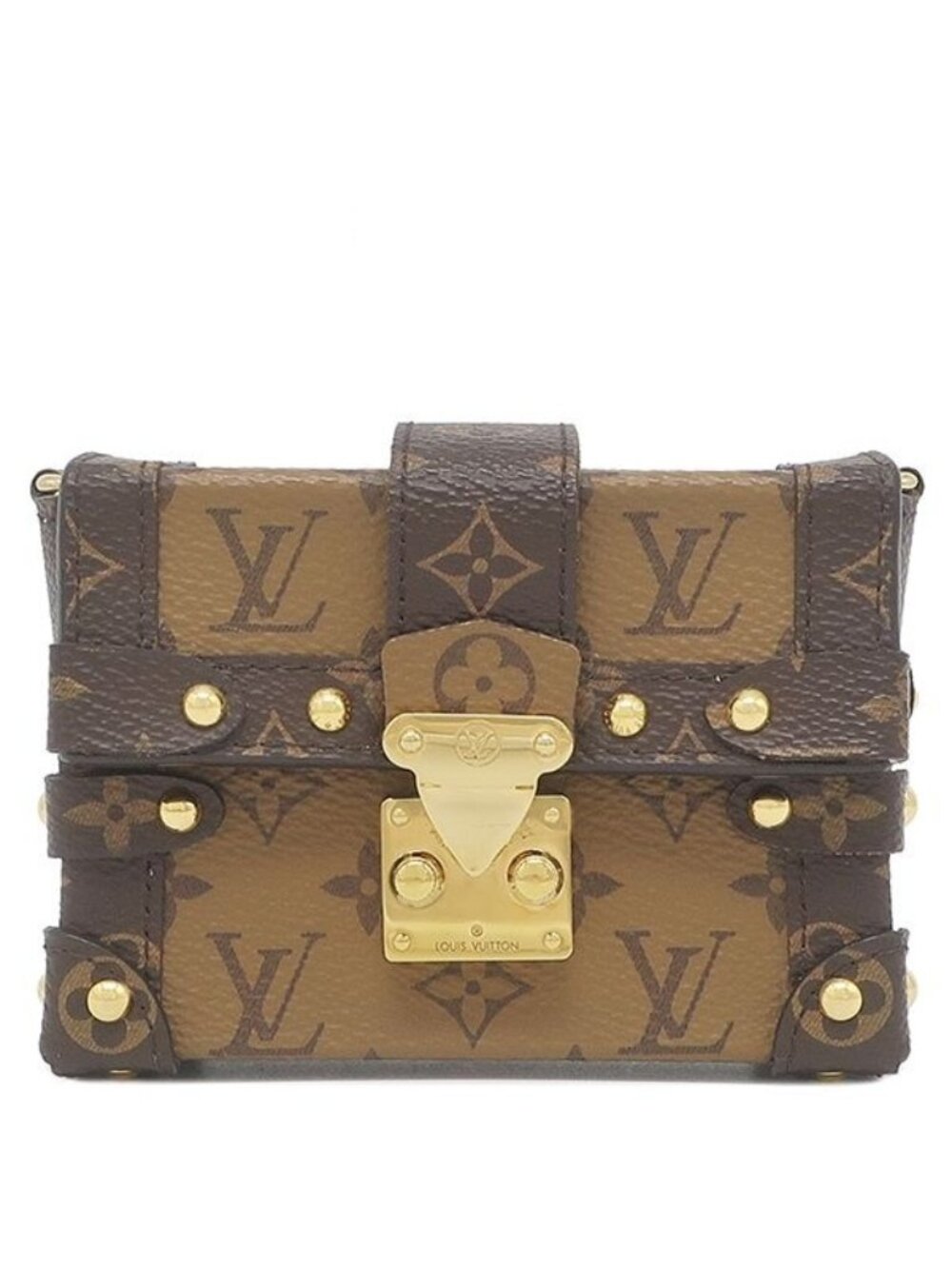 Louis Vuitton Shoulder Bag Essential Trunk Monogram Canvas Reverse Gold Brown